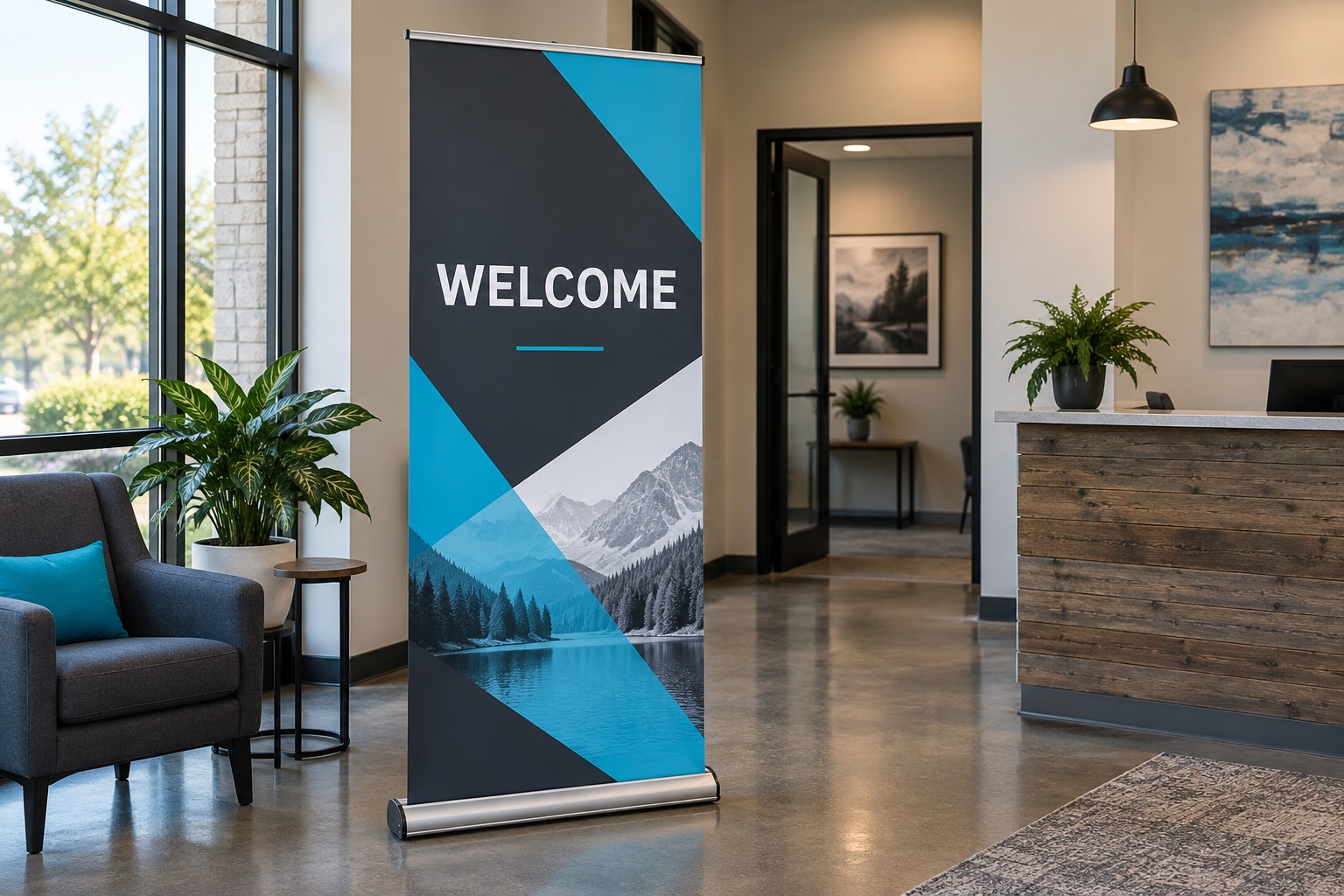 Illustrative banner stands product example